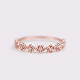 Adorable Floral Diamond band ring Ruby flower ring rose gold yellow gold white gold wedding band
