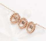 3 rope oval Cognac Dancing Diamond 14k rose gold necklace