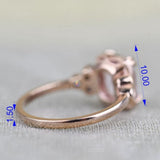 Vintage Cushion Cut Morgantie Solid 14k Rose Gold Engagement Ring