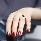 Art Deco Square Box Signet ring Solid 14K Yellow gold Cocktail ring