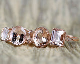 4.3 CT, Oval Morganite Solitary Engagement Ring, 14k Solid Rose Gold Ring