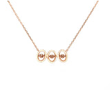 3 rope oval Cognac Dancing Diamond 14k rose gold necklace