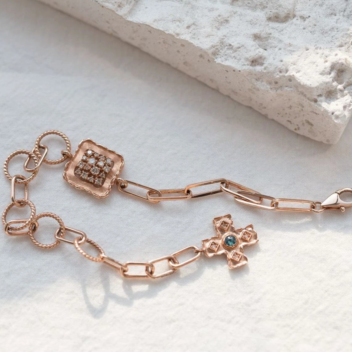 Double/Four Peach and Rose-Gold Zipper Bracelet and Necklace in One –  Triple Z