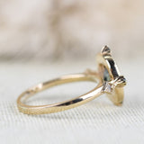 Special Teal green Sapphire & Multi Color Diamond Halo 14K Solid Gold Vintage Eengagement Rring