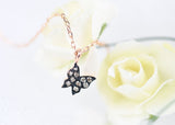 Small and Cute Butterfly Diamond Neckalce, 14k Solid Gold Dainty Daily Necklace