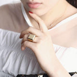 Art Deco Square Box Signet ring Solid 14K Yellow gold Cocktail ring