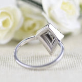 Salt and pepper Kite Diamond Art Deco Ring Black Diamond Halo 14k Solid Gold Engagement Ring