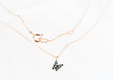 Small and Cute Butterfly Diamond Neckalce, 14k Solid Gold Dainty Daily Necklace