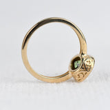 Apple Green Pear Green Sapphire , Vintage Solitary 14k Solid Yellow Gold Engagement Ring