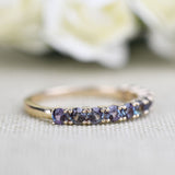 2.25 mm Round Alexandrite ,14k Solid  Gold Vintage Wedding Band