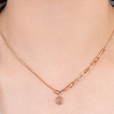 Stylish 14k solid rose gold Coin Necklace, art deco style rose gold multi chains necklace