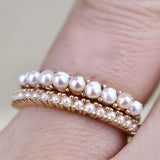 1.6 mm fresh pearl ring Solid Gold Wedding Band