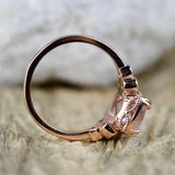 Vintage Cushion Cut Morgantie Solid 14k Rose Gold Engagement Ring