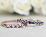 2.25 mm Round Alexandrite ,14k Solid  Gold Vintage Wedding Band