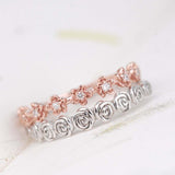 Adorable Floral Diamond band ring Ruby flower ring rose gold yellow gold white gold wedding band
