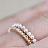 1.6 mm fresh pearl ring Solid Gold Wedding Band