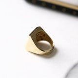 Art Deco Square Box Signet ring Solid 14K Yellow gold Cocktail ring