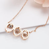 3 rope oval Cognac Dancing Diamond 14k rose gold necklace