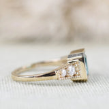 Art Deco Bezel Set Emerald Engagement Ring White Diamond 14k Solid Yellow Gold Vintage Ring