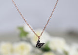 Small and Cute Butterfly Diamond Neckalce, 14k Solid Gold Dainty Daily Necklace