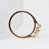 Art deco floral, solid 14k yellow gold engagement ring vintage olive green sapphire & multi diamond ring