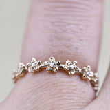 Adorable Floral Diamond band ring Ruby flower ring rose gold yellow gold white gold wedding band