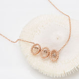 3 rope oval Cognac Dancing Diamond 14k rose gold necklace