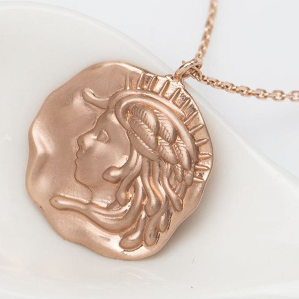 antique coin necklace, Crescent & Greek lady coin pendant with chain, –  Koala Jewellry Design