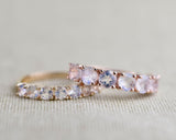 4 mm Round Rainbow Moon Stone ring 14k Rose gold Vintage Wedding Band