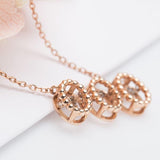 3 rope oval Cognac Dancing Diamond 14k rose gold necklace