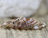 Art Deco Fresh Pearl and White Diamond Solid 14k Gold Wedding Band