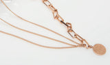 Stylish 14k solid rose gold Coin Necklace, art deco style rose gold multi chains necklace