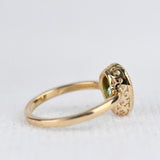 Apple Green Pear Green Sapphire , Vintage Solitary 14k Solid Yellow Gold Engagement Ring