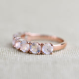 4 mm Round Rainbow Moon Stone ring 14k Rose gold Vintage Wedding Band