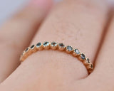 Floral Mill Grained Natual Alexandrite Wedding Band. Solid 10k 14k Gold Dainty Ring