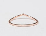 V shape White diamond wedding band 14K Solid gold matching band