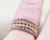 Floral Mill Grained Natual Alexandrite Wedding Band. Solid 10k 14k Gold Dainty Ring