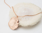 Antique medusa coin pendant, solid 14k rose gold necklace