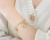 Antique medusa coin pendant, solid 14k rose gold necklace