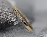 Floral Mill Grained Natual Alexandrite Wedding Band. Solid 10k 14k Gold Dainty Ring