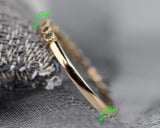 Floral Mill Grained Natual Alexandrite Wedding Band. Solid 10k 14k Gold Dainty Ring