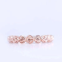 Rose bud band ring blossom solid rose gold yellow gold wedding band ring