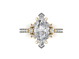 Custom Order Marquise White Moissanite Ring 14K Yellow Gold White Diamond Engagment Ring