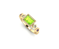 Custom Design Art Deco Peridot Engagement Ring Solid 14k Gold Daily Ring