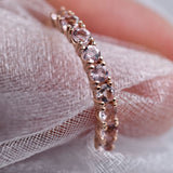 Copy of Peach Pink Round Morganite 14k Solid Rose Gold Wedding Band