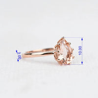 Solitary Pear Shape, AAAA Peach Salmon Morganite 14k Rose gold Engagement Ring