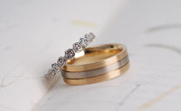 Vintage Handmade Two-Tone Solid Gold Men's Wedding Band White gold Yellow gold Brush Finished Gent's Ring