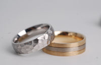 Handmade Hammering Textured Wedding Band Vintage Solid gold Men'`s  Ring