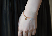 Love Charm Square Links Daily Bracelet 14K Solid Rose Gold Vintage chain Bracelet