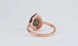 Art Deco,Pear Shape Brown loose Diamond Engagement ring 14k solid rose gold multi color diamonds Vintage Ring